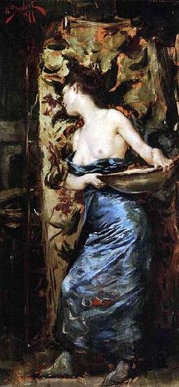 Julius LeBlanc Stewart Femme Mi-Nue oil painting picture